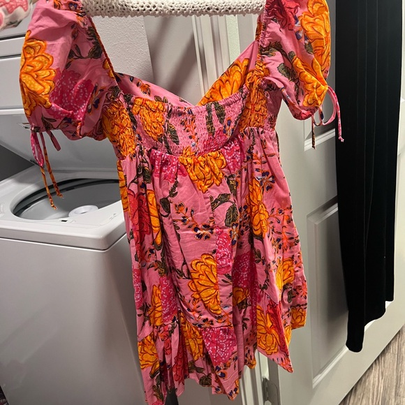 Olivaceous Pink and Orange Floral Mini Dress - Picture 3 of 5
